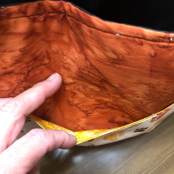 Homemade tote bag with outside pockets and covered in paw prints! - Picture 6 of 6